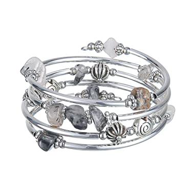 Imagem de FULU AUTUMN Pulseiras com contas para mulheres pulseiras de prata para mulheres bijuteria de fantasia presente moderno, 7IN, Pedra, Sem pedras preciosas