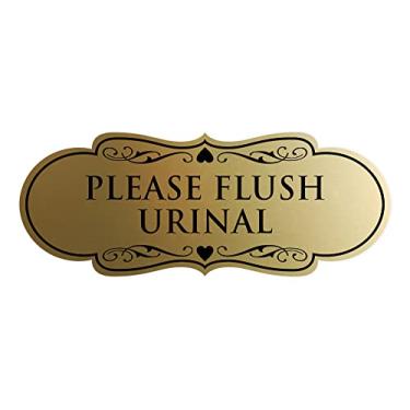 Imagem de Placa de mictório Designer Please Flush (ouro escovado) - Pequeno