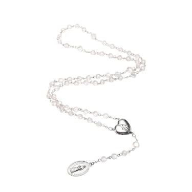 Imagem de Terço de Nossa Senhora das Lágrimas, Terço das Sete Dores de Maria, Medalhão de Coração de Prata Católica com Medalha