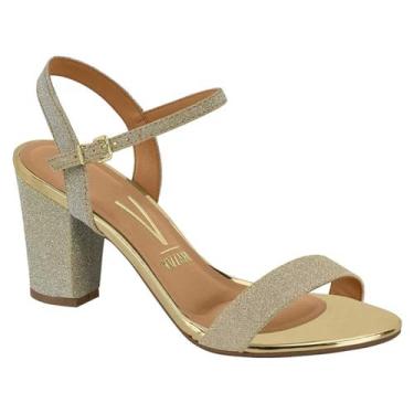 Imagem de Sandália Fem Vizzano Salto Bloco Dourado Glitter 6262.474 Tamanho:38;Cor:Dourado