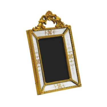 Imagem de Porta Retrato Classico Resina Dourado 15X10cm - Luxdécor