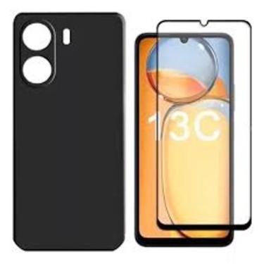 Imagem de Kit Capa Compatível com Redmi 13c Preto+ Pelicula de vidro 3D - Compat