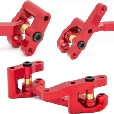Imagem de RC Steering Set Aluminum Upgrade Parts for Arrma 1/18 Granite Grom Mega 380 Brushed 4X4 Monster Truck & Typhon Grom Mega 380 Brushed 4X4 Small Scale Buggy & 1/12 AWD NASCAR RC Race Car (Red)