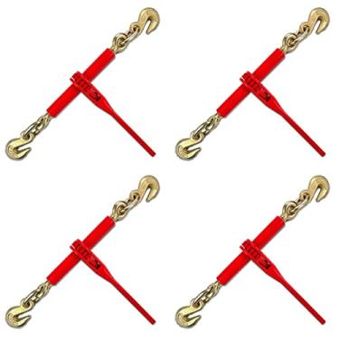 Imagem de AYMMIC Adesivo de carga de catraca resistente, 5/40.6 cm com gancho de garra, carga de trabalho segura 2,449 kg, prende cargas pesadas a caminhões ou reboques de mesa (pacote com quatro)