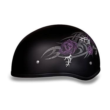Imagem de Capacete de caveira Daytona Helmets para motocicleta meio capacete - Rosa roxa 100% aprovado pelo DOT