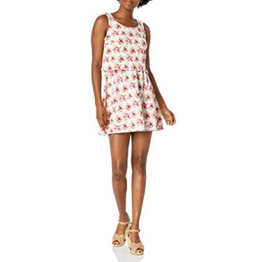 Imagem de Bee Darlin Vestido popover juvenil sem mangas com gola redonda, Marfim/coral, 3-4