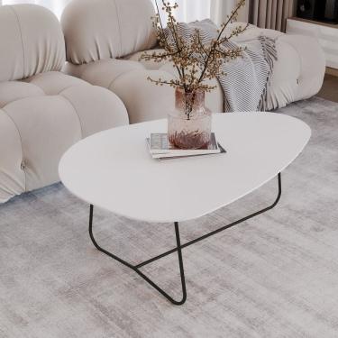 Imagem de Mesa de Centro Trude Organica 35cm X 90cm X 60cm Branco/Preto