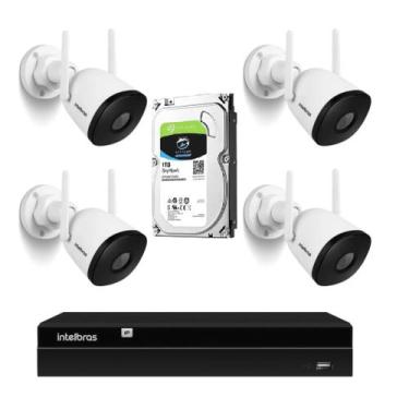 Imagem de Kit 4 Câmeras Externas Wi-fi Nvr 1404 Intelbra 4 Canais C/Hd 1tb - Int