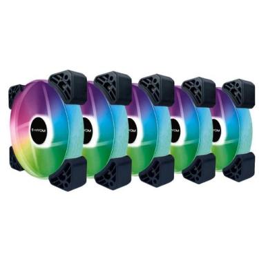 Imagem de Kit 5 Cooler Fan Hayom FC1306 RGB 120mm 12cm S/Controladora - FC1306
