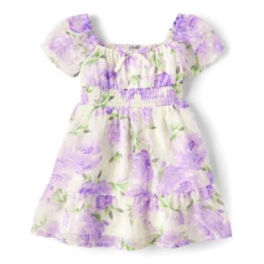 Imagem de The Children's Place Vestidos elegantes de manga curta para bebês meninas e crianças pequenas, Rabo de coelho floral, 9-12 Meses