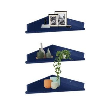 Imagem de Trio prateleiras canto em MDF Kit com 3 prataleiras cantoneira - Eraum