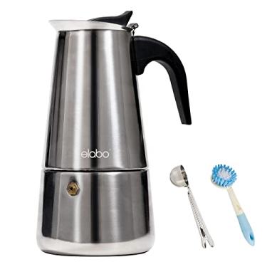 Imagem de elabo Máquina Espreeso e Panela Moka para Fogão de Cerâmica a Gás ou Elétrico, Cafeteira Espresso Italiana para Café Expresso Italiano, Cappuccino e Latte, Aço Inoxidável, 10 Xícaras
