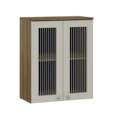 Imagem de Armário Aéreo 2 Portas Vidro Canelado 80cm Isis Luciane - Luciane Cozi