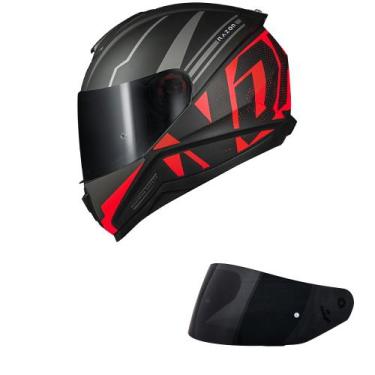 Imagem de Capacete Norisk Razor Full Preto e Vermelho Fosco Mais Viseira Fumê, 5
