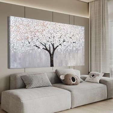 Imagem de Arte de parede em tela, arte para parede, árvore da vida, arte de parede para sala de estar, vintage, preto e branco, decoração de arte de parede, árvore, flor, decoração de pinturas, impressões para