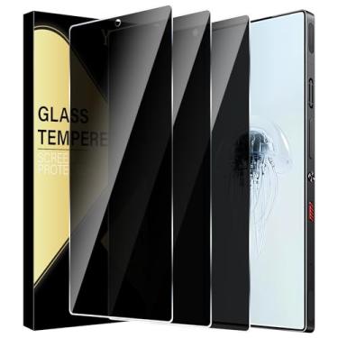 Imagem de Yskbilm (Pacote com 3) para ZTE Nubia Red Magic 10 Pro / 10 Pro+ / 10 Protetor de tela de privacidade Air, vidro temperado antiespião, rigidez 9H, antiarranhões, compatível com capas, sem bolhas