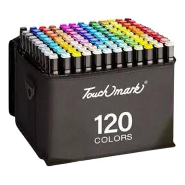 Imagem de Kit 120 Canetinhas Coloridas Touch 120 Cores Com Ponta Dupla e Estojo Canetas Marcadores Coloridos Para Desenho Colorir Livros Ilustrar Pintura Escolar Escola