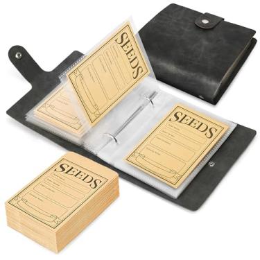 Imagem de Organizadores de armazenamento de sementes de jardim, fichário organizador de sementes com 50 envelopes autovedantes de sementes, organizador de pacotes de sementes, fichário protetor de sementes