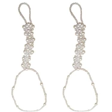Imagem de Tornozeleira de pérola descalço sandália tornozeleira corrente pulseiras joias para pés para mulheres meninas, One Size, Pérola