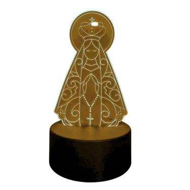 Imagem de Luminária em Acrilico Nossa Senhora Aparecida, 7 cores USB