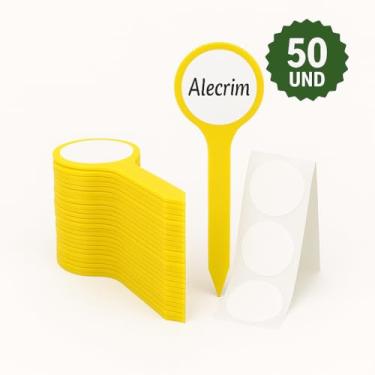 Imagem de Printable - Placas Identificadoras Amarela para Plantas, Horta e Jardim – Marcadores de Ervas, Temperos e Hortaliças – À Prova D’Água com Etiquetas Adesivas (50und)