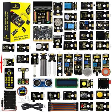 Imagem de KEYESTUDIO Kit Inicial De 45 Sensores Com Micro: Bit V2 Para Aprender Microbit, Placa De Fuga De Sensor, Lcd I2C, Display Oled, Sensor De Gás, Nível De Água, Relé Etc.