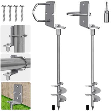 Imagem de Insaga Âncoras de solo de 61 cm, resistentes, âncoras de trampolim espiral de 7,6 cm mais largas, âncoras de terra rosqueadas multiuso para casa móvel, trampolins, garagens, conjuntos de balanço