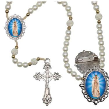 Imagem de Terço Luxo com Broche Nossa Senhora Mistica Especial Resinado Orações 