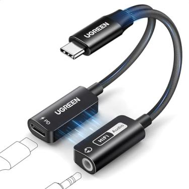 Imagem de UGREEN Adaptador e carregador magnético USB C para áudio de 3,5 mm 2 em 1 de alta resolução 32 bits/384 kHz auxiliar para USB C com cabo dongle de carregamento rápido PD 60W para iPhone 16 Pro Max