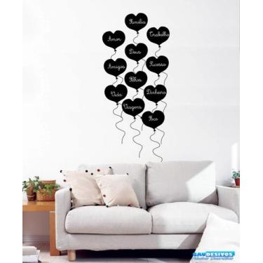 Imagem de Adesivo Decorativo de Corações (Giz) Escreva Motivacional - Gaudesivos