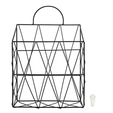 Imagem de Organizador de cesta de armazenamento de ferro montado na parede, economia de espaço de banheiro durável, suporte de armazenamento de cozinha para o escritório em casa 37.2 x 25,3