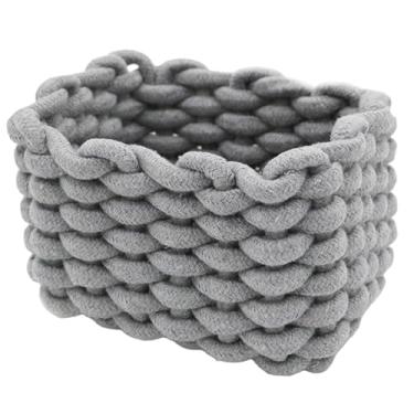 Imagem de Cesta de armazenamento de tecido, corda de algodão espessa, 7,5 x 6 x 5, cesta decorativa portátil para mesa de cabeceira, entrada, armário, prateleira de armário