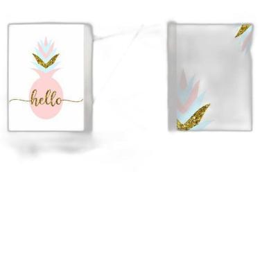 Imagem de Quadros Abacaxi Rosa, Azul Moldura Branca 24X18Cm 3Un