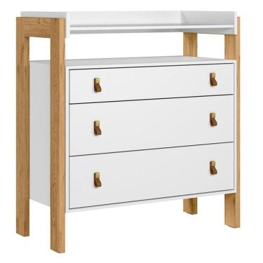 Imagem de Cômoda Infantil Gaveteiro Com Nicho Fantasia Branco Acetinado - Qmovi