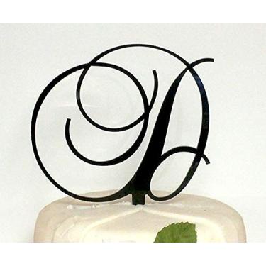 Imagem de Topos de bolo com letras acrílicas monograma em ouro escovado ou prata escovada A B C D E F G H I J K L M N O P R S T U V W (letra D, prata escovada)