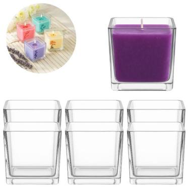 Imagem de 6 Porta Vela Castiçal De Vidro Quadrado Decorativo 5x5cm - Freecom