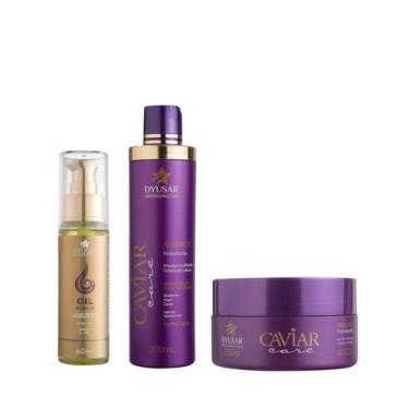 Imagem de Kit Shampoo E Máscara Caviar 300Ml + Oil Repair Dyusar 60Ml - Dyusar C
