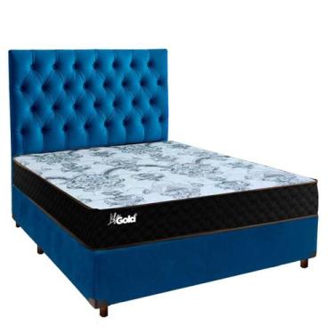 Imagem de Cama Box + Colchão Casal Molas Ensacadas Life Gold Paropas + Cabeceira