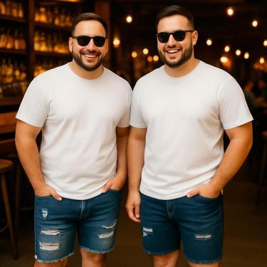 Imagem de Kit 2 Bermudas JEANS MASCULINA RASGADA Plus Size Grande Tamanho 44 46 48 Reforçada 1103-Masculino