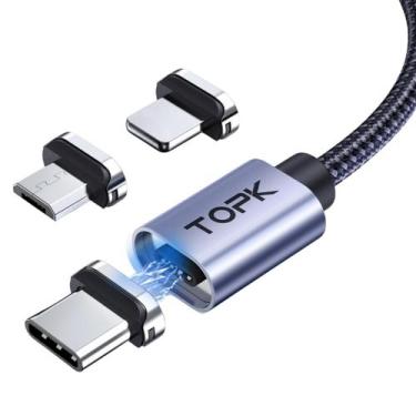 Imagem de Cabo Magnetico Turbo Dados 3 Em 1 Com 2 Metros Rápido - Topk