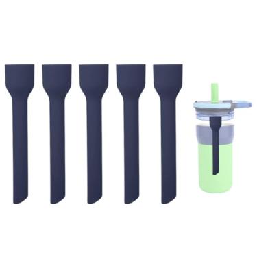 Imagem de 5 canudos de silicone compatíveis com copo infantil Brümate Leap de 340 g, canudos de silicone sem BPA, acessórios de palha fáceis de limpar para copo infantil Brümate Leap de 340 g (cinza escuro)