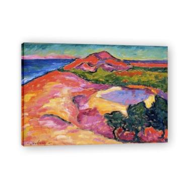 Imagem de NHLDZYH Pôster de arte expressionista. (Redhill Coast) de Alexej von Jawlensky. Pinturas a óleo famosas. Decoração de parede de sala de estar ou escritório. Moldura interna 50 x 70 cm - 19,6 x 27,5