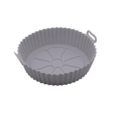 Imagem de Forma Redonda de Silicone para Air Fryer Lyor 19cm Antiaderente Flexível Resistente Cinza