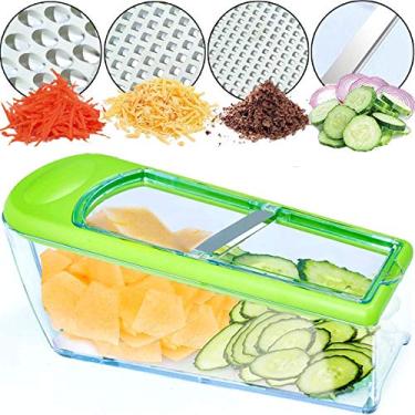 Imagem de LHS Mandoline Slicer – cortador de cortador de vegetais e triturador – cortador de alimentos resistente para cozinha com 4 lâminas, fatiador para frutas e vegetais