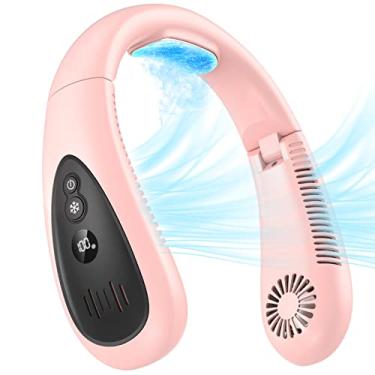 Imagem de GAITIR Ar condicionado de pescoço, ventilador de pescoço portátil com placa de resfriamento, fluxo de ar de resfriamento de 360°, ventilador USB recarregável de 5000 mAh, mãos livres, sem lâminas