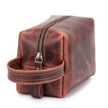 Imagem de Necessaire Executiva Estojo Organizador para Viagem Couro Legítimo - ELLO GRIFF(Wisky)