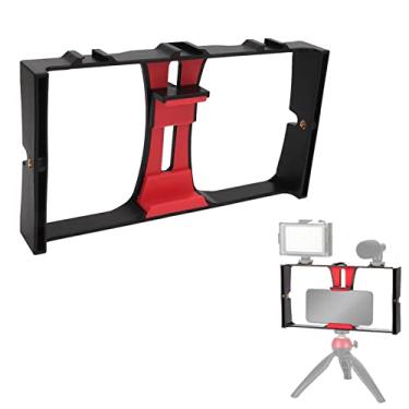 Imagem de Sanpyl Rig de Vídeo para Smartphone, Gaiola Estabilizadora do Telefone Celular Com Sapato Frio e Parafuso de 1/4in, Caixa Portátil de Vlogging de Filmes Portáteis para Videomaker (Vermelho)