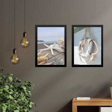 Imagem de Kit 2 Quadros Coleção Praia- Boia E Estrela Mar 45X34Cm