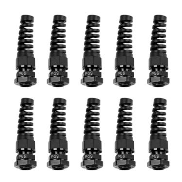 Imagem de Prensa-cabos de nylon PG9 Juntas impermeáveis com alívio de tensão para fio de diâmetro de 4 mm-8 mm, 10 peças adequadas para vários tipos de eletricidade