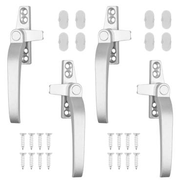 Imagem de Puxador de janela de 4 peças, substituição de alça de janela de metal, alças de janela fáceis de instalar com parafusos de fixação, alça universal de janela direita e esquerda para janelas e portas